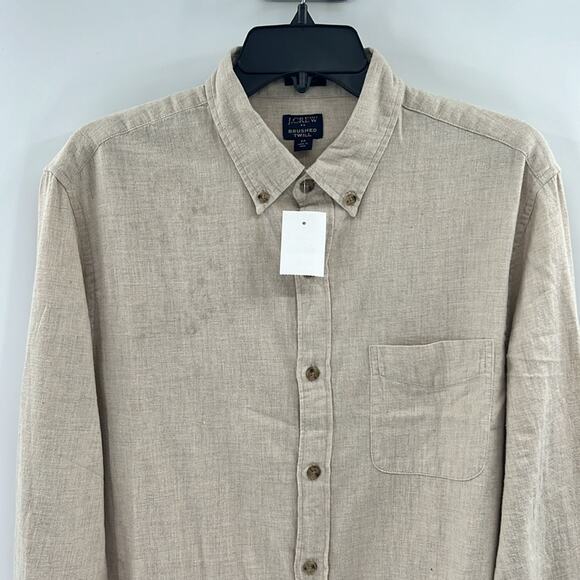 J. Crew Men's Brushed twill shirt - Cream Heather - Medium - NWT - Picture 2 of 7